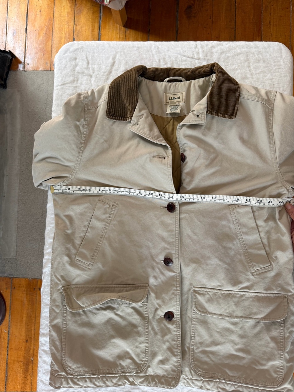 Women’s LL Bean Vintage Barn Jacket Tan Cotton Lined Size Large Regular - Picture 8 of 14